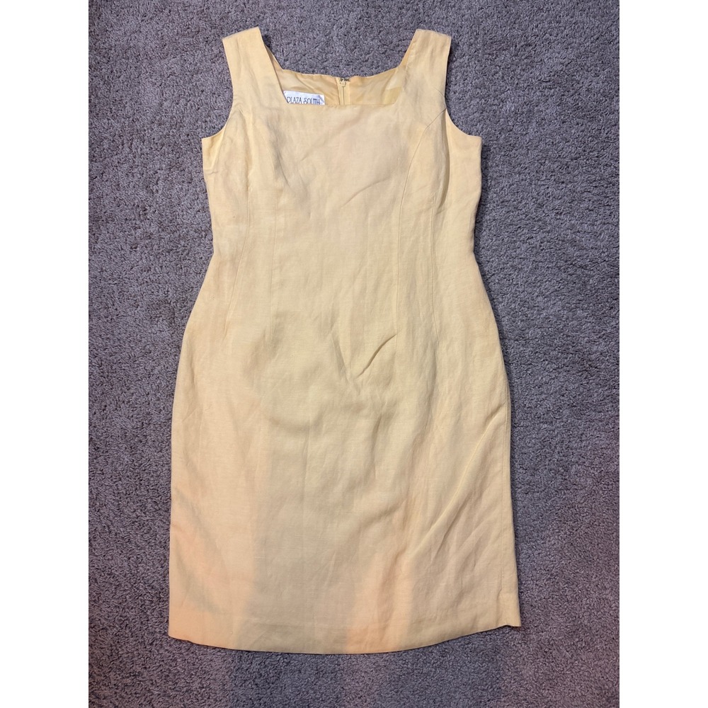 Womens Plaza South Vintage Yellow Sleeveless Sheath Dress Square size Large